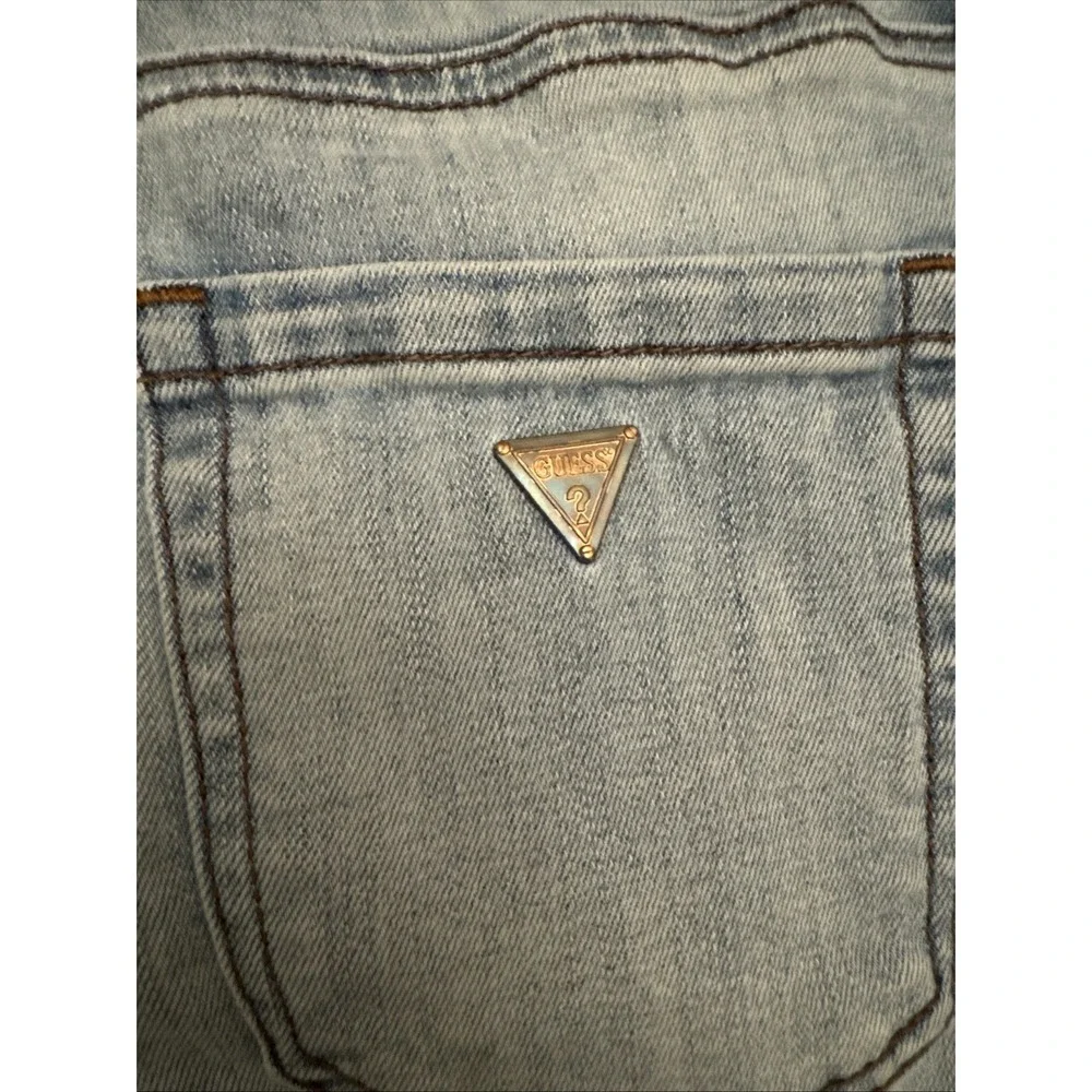 Guess Shorts Womens 25 Blue Jean Denim Distressed Long Length Cutoffs Y2K‎ 90s